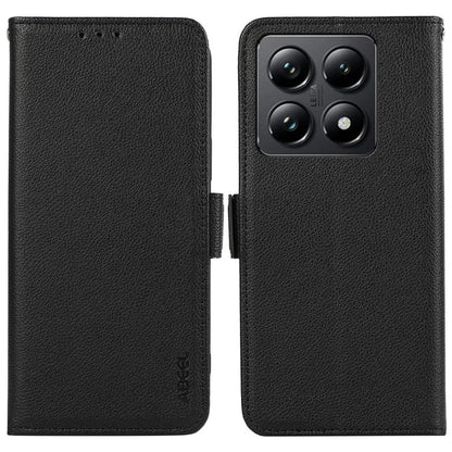 ABEEL For Xiaomi 14T Pro Case Litchi Texture Leather RFID Blocking Phone Cover