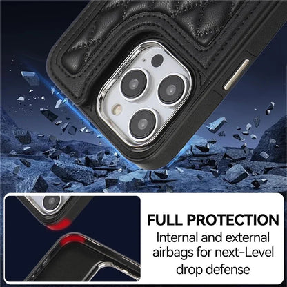 For iPhone 16 Pro Max Case Anti-Drop TPU+PU Leather Phone Cover with Ring Kickstand and Shoulder Strap