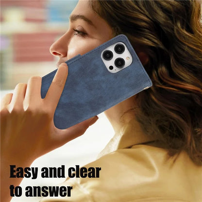 For iPhone 16 Pro Max Case TPU+PU Leather Zipper Pocket Wallet Phone Cover with Wrist Strap