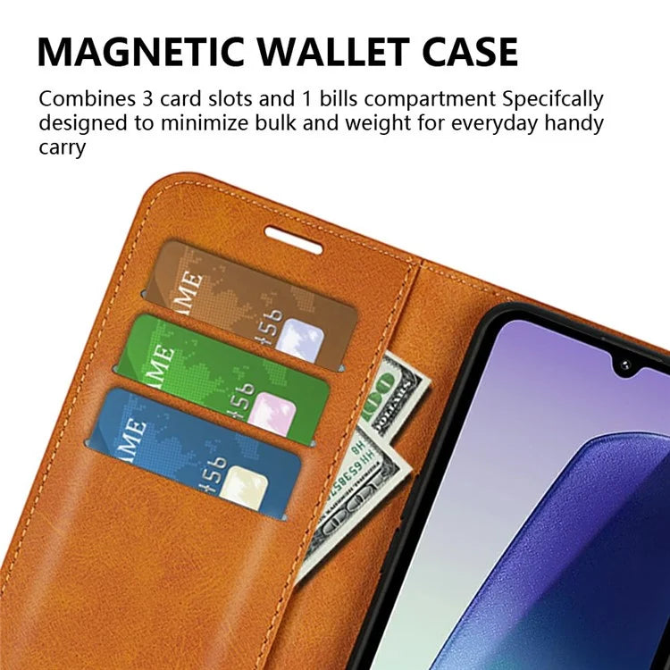 For Xiaomi Redmi 14C 4G Stand Case Anti-Scratch Calf Texture Leather Phone Cover
