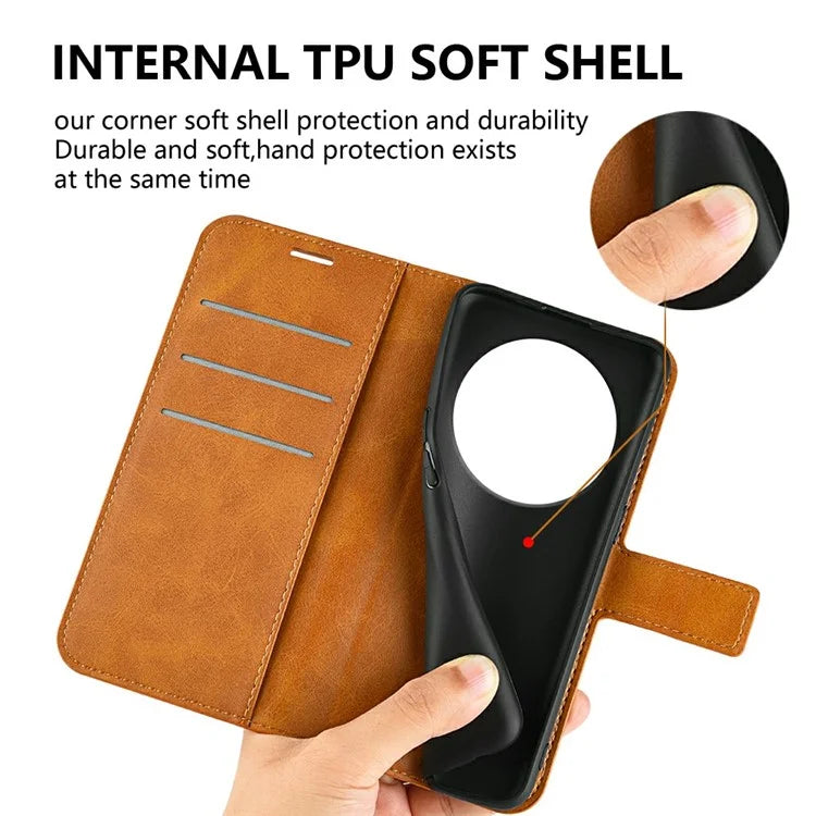 For Xiaomi Redmi 14C 4G Stand Case Anti-Scratch Calf Texture Leather Phone Cover
