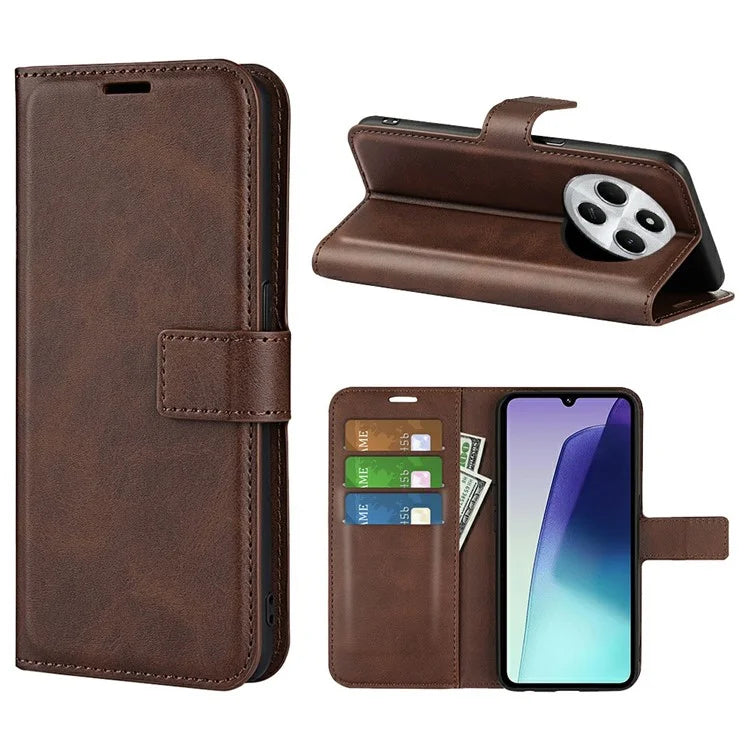 For Xiaomi Redmi 14C 4G Stand Case Anti-Scratch Calf Texture Leather Phone Cover