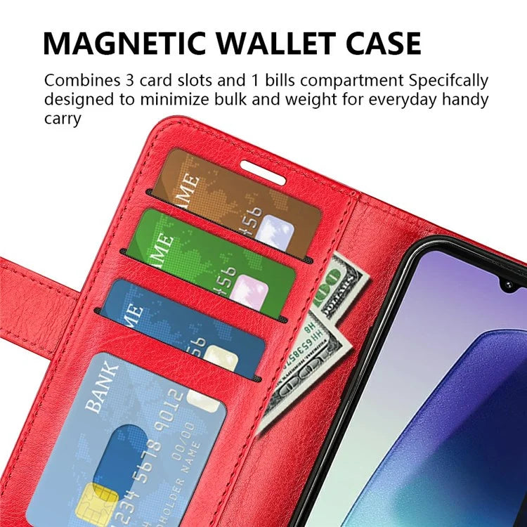 For Xiaomi Redmi 14C 4G Wallet Case Crazy Horse Texture Stand Leather Phone Cover