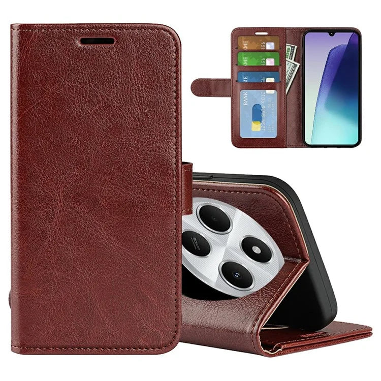 For Xiaomi Redmi 14C 4G Wallet Case Crazy Horse Texture Stand Leather Phone Cover