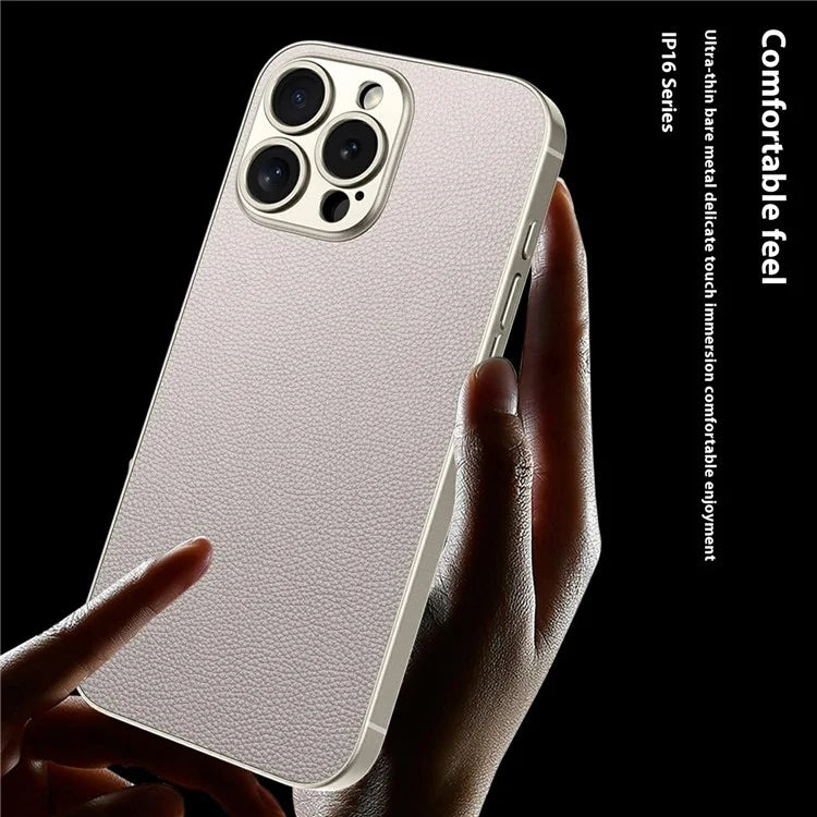 GKK For iPhone 16 Pro Max Case Skin-Touch PU Leather Covered Anti-Drop PC Phone Cover