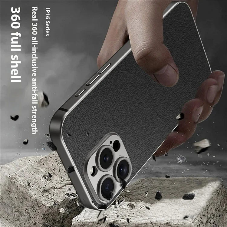 GKK For iPhone 16 Pro Max Case Skin-Touch PU Leather Covered Anti-Drop PC Phone Cover