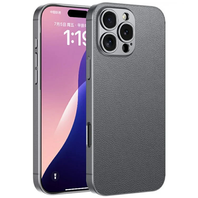 GKK For iPhone 16 Pro Max Case Skin-Touch PU Leather Covered Anti-Drop PC Phone Cover