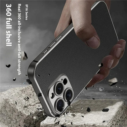 GKK For iPhone 16 Pro Max Case Skin-Touch PU Leather Covered Anti-Drop PC Phone Cover