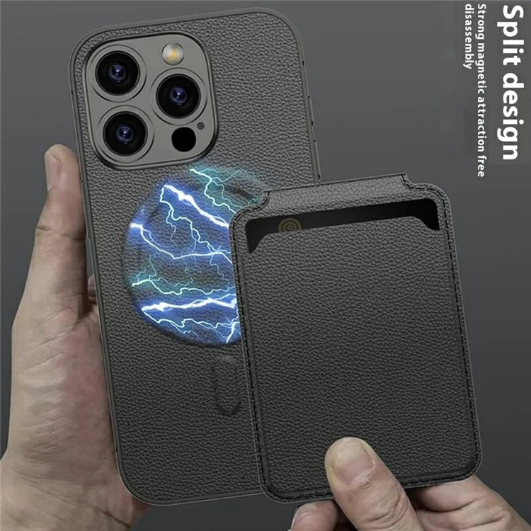 GKK For iPhone 16 Pro Max Case Compatible with MagSafe PU+PC Phone Shell with Card Holder Kickstand