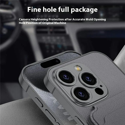 GKK For iPhone 16 Pro Max Case Compatible with MagSafe PU+PC Phone Shell with Card Holder Kickstand