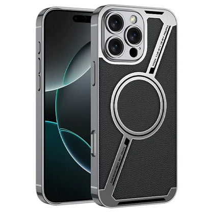 GKK For iPhone 16 Pro Max Case Compatible with MagSafe Anti-Scratch PC+TPU+PU Phone Cover