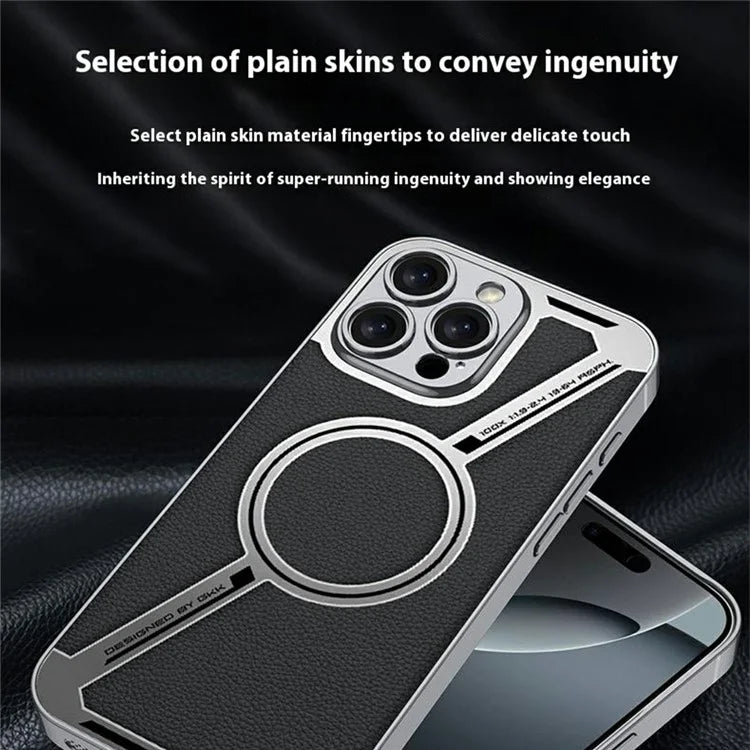 GKK For iPhone 16 Pro Max Case Compatible with MagSafe Anti-Scratch PC+TPU+PU Phone Cover