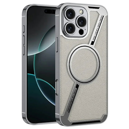 GKK For iPhone 16 Pro Max Case Compatible with MagSafe Anti-Scratch PC+TPU+PU Phone Cover