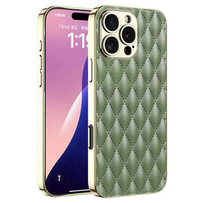 GKK For iPhone 16 Pro Max Case Rhombus Imprinted PU+TPU+PC Phone Shell Electroplating Border