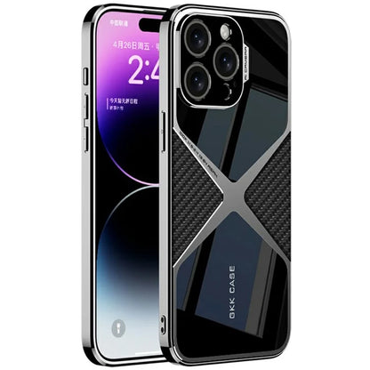 GKK For iPhone 16 Pro Case X-Shape Design Leather+TPU+PC Phone Cover