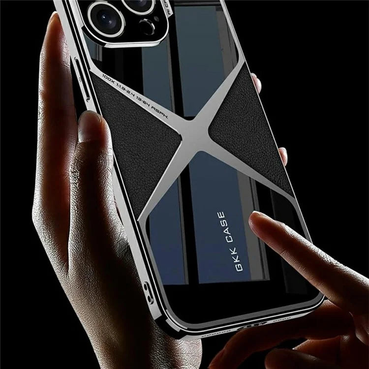 GKK For iPhone 16 Pro Case X-Shape Design Leather+TPU+PC Phone Cover