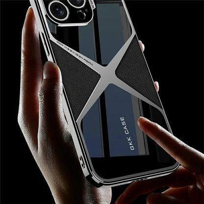 GKK For iPhone 16 Pro Case X-Shape Design Leather+TPU+PC Phone Cover