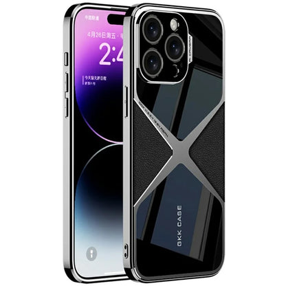 GKK For iPhone 16 Pro Case X-Shape Design Leather+TPU+PC Phone Cover