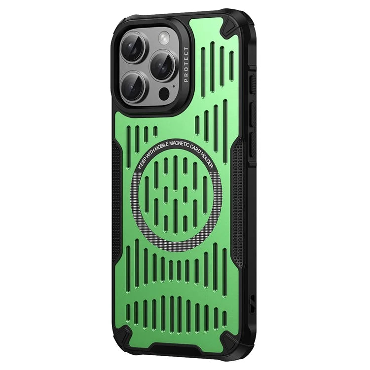 For iPhone 16 Pro Max Case Heat Dissipation Hollow Magnetic Anti-Drop TPU+PC Phone Cover Compatible with Magsafe