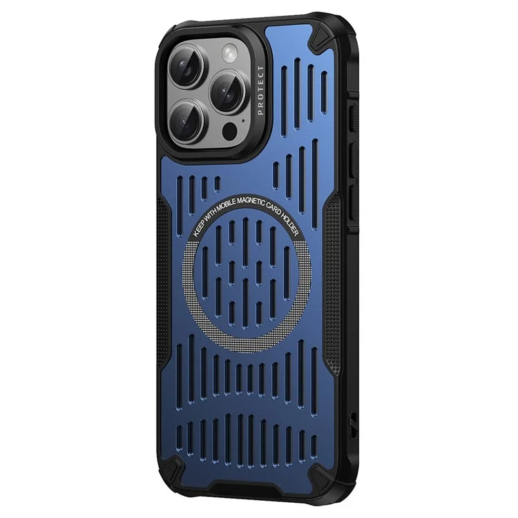 For iPhone 16 Pro Max Case Heat Dissipation Hollow Magnetic Anti-Drop TPU+PC Phone Cover Compatible with Magsafe