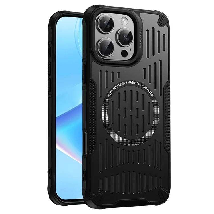 For iPhone 16 Pro Max Case Heat Dissipation Hollow Magnetic Anti-Drop TPU+PC Phone Cover Compatible with Magsafe