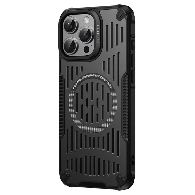 For iPhone 16 Pro Max Case Heat Dissipation Hollow Magnetic Anti-Drop TPU+PC Phone Cover Compatible with Magsafe