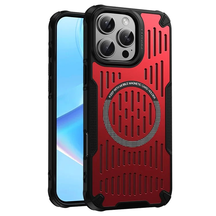 For iPhone 16 Pro Max Case Heat Dissipation Hollow Magnetic Anti-Drop TPU+PC Phone Cover Compatible with Magsafe