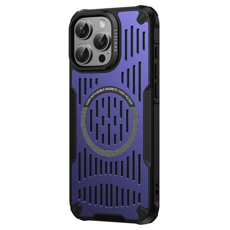 For iPhone 16 Pro Max Case Heat Dissipation Hollow Magnetic Anti-Drop TPU+PC Phone Cover Compatible with Magsafe