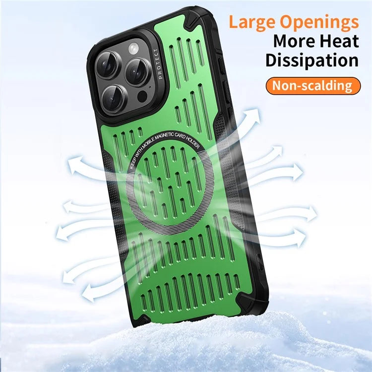 For iPhone 16 Pro Max Case Heat Dissipation Hollow Magnetic Anti-Drop TPU+PC Phone Cover Compatible with Magsafe