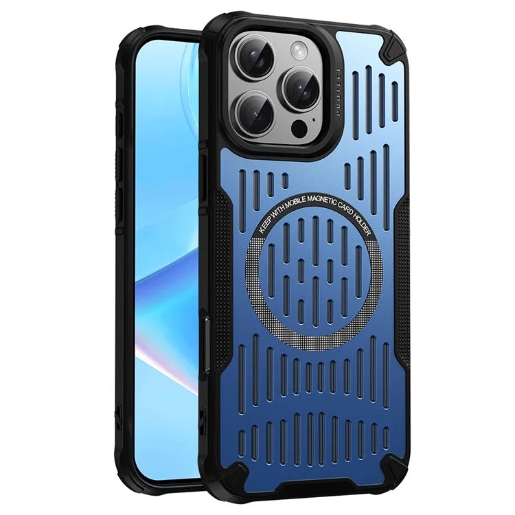 For iPhone 16 Pro Max Case Heat Dissipation Hollow Magnetic Anti-Drop TPU+PC Phone Cover Compatible with Magsafe