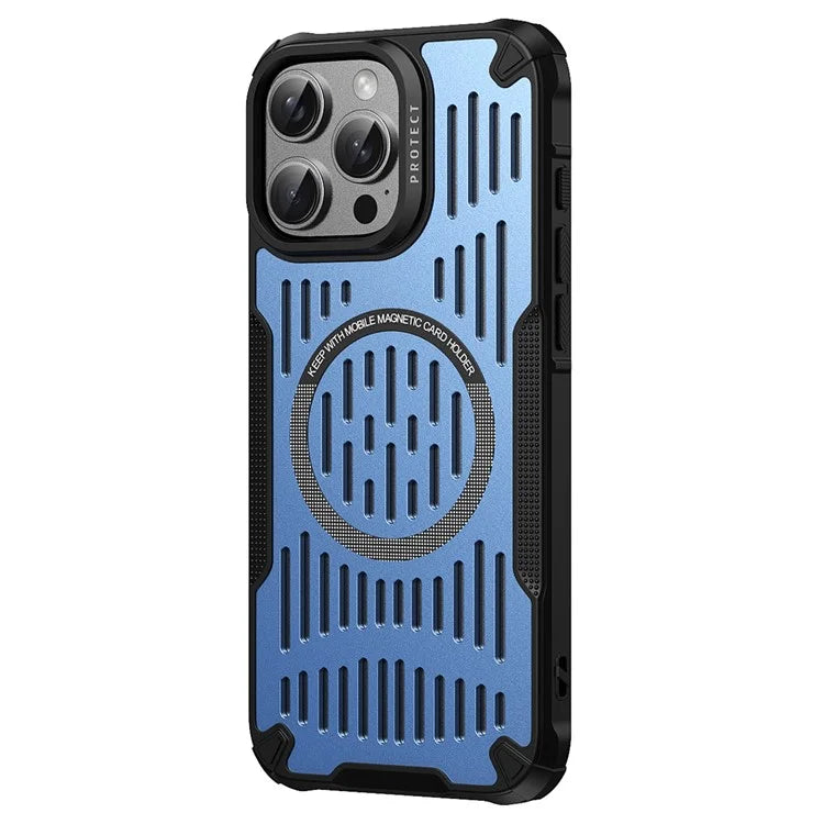For iPhone 16 Pro Max Case Heat Dissipation Hollow Magnetic Anti-Drop TPU+PC Phone Cover Compatible with Magsafe