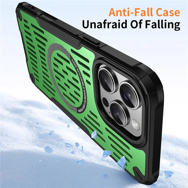 For iPhone 16 Pro Max Case Heat Dissipation Hollow Magnetic Anti-Drop TPU+PC Phone Cover Compatible with Magsafe