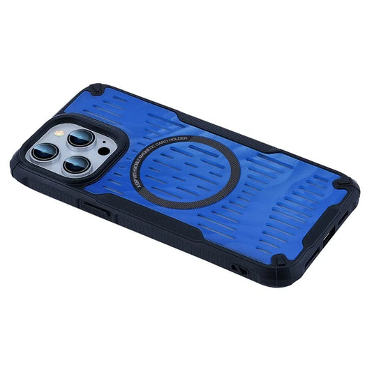 For iPhone 13 Pro Max Case Heat Dissipation Hollow Magnetic Anti-Drop TPU+PC Phone Cover Compatible with Magsafe