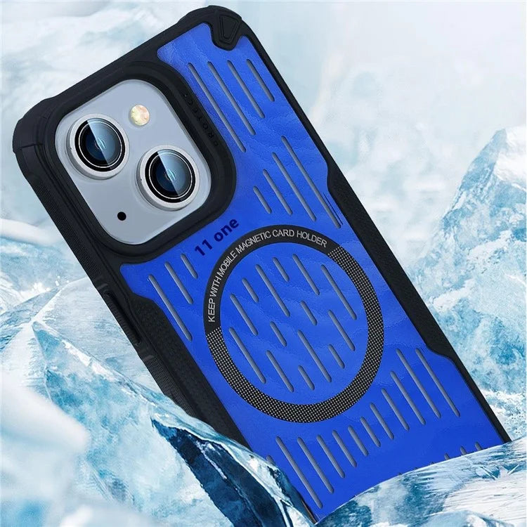 For iPhone 13 Case Heat Dissipation Hollow Magnetic Anti-Drop TPU+PC Phone Cover Compatible with Magsafe
