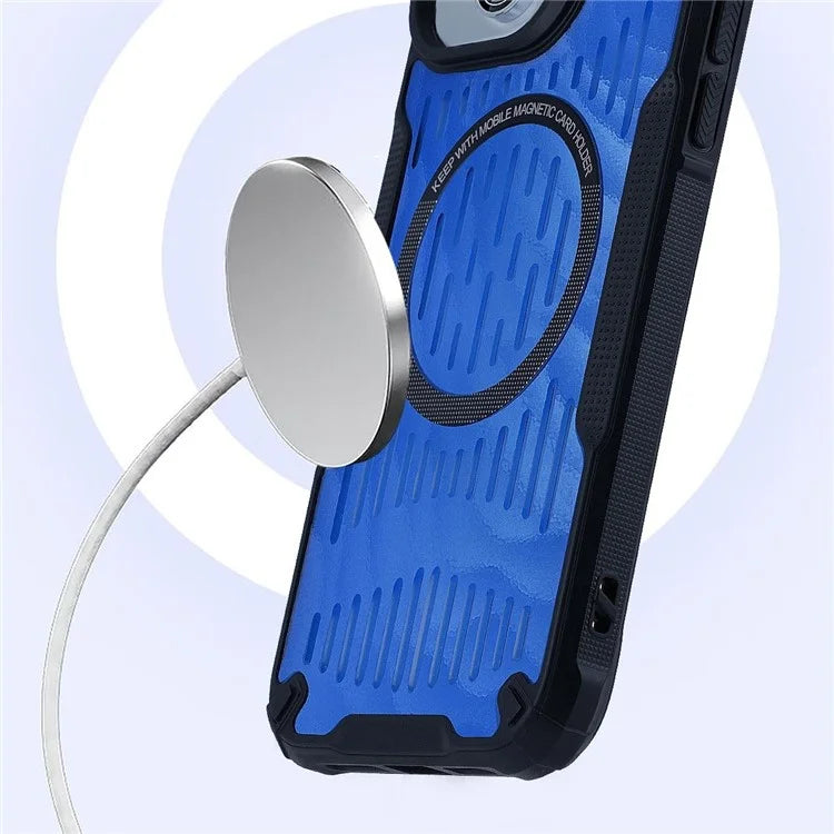 For iPhone 13 Case Heat Dissipation Hollow Magnetic Anti-Drop TPU+PC Phone Cover Compatible with Magsafe