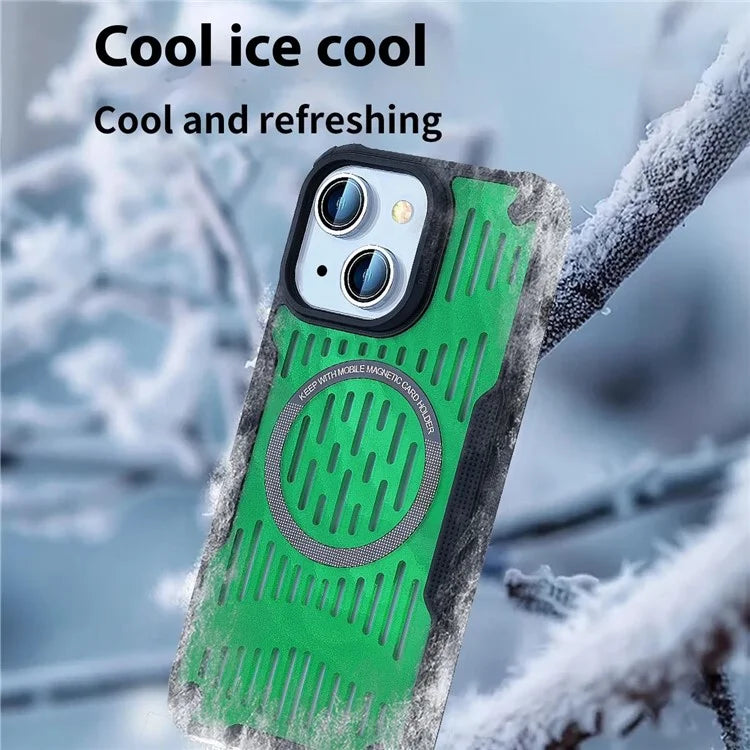 For iPhone 13 Case Heat Dissipation Hollow Magnetic Anti-Drop TPU+PC Phone Cover Compatible with Magsafe