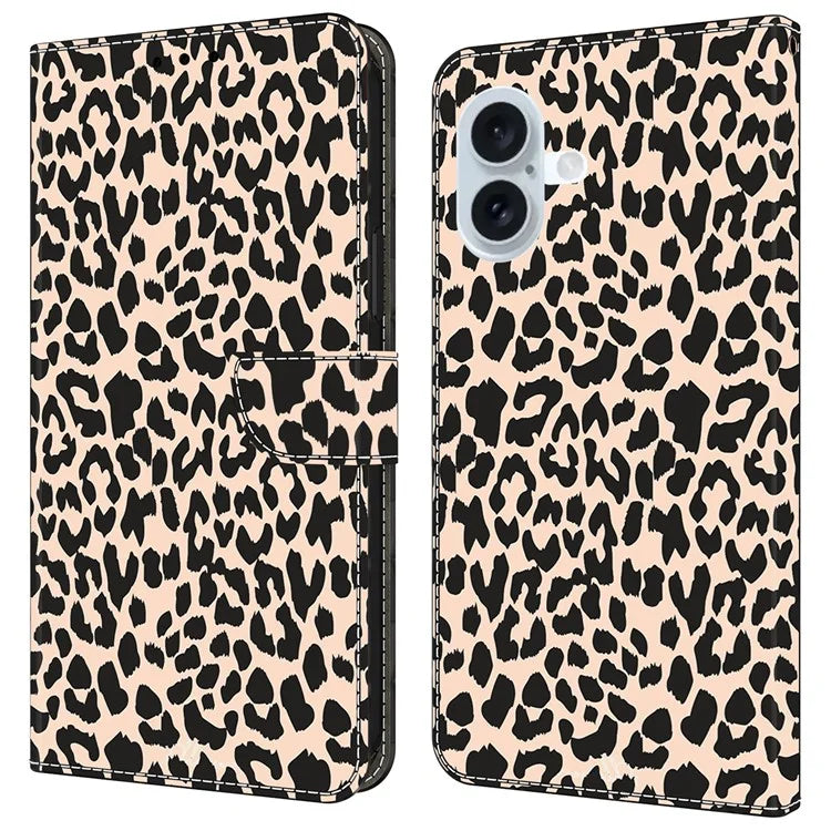 For iPhone 16 Case Pattern Printed Protective Cover TPU+PU Leather Flip Phone Case
