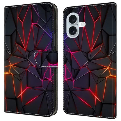 For iPhone 16 Case Pattern Printed Protective Cover TPU+PU Leather Flip Phone Case