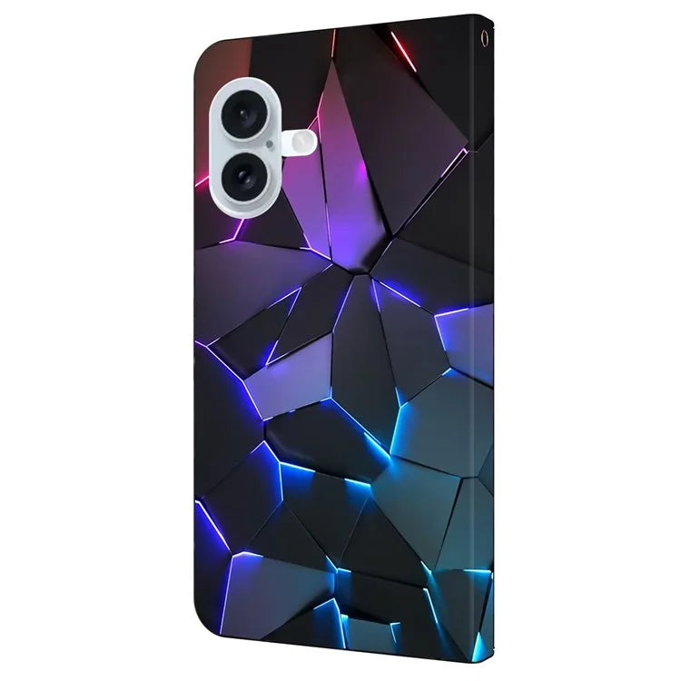 For iPhone 16 Case Pattern Printed Protective Cover TPU+PU Leather Flip Phone Case