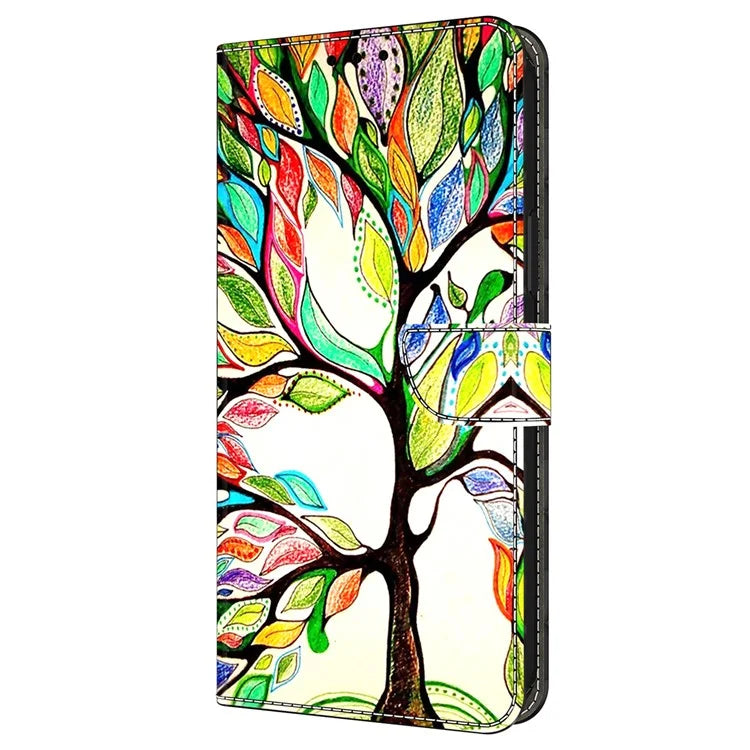 For iPhone 16 Case Pattern Printed Protective Cover TPU+PU Leather Flip Phone Case
