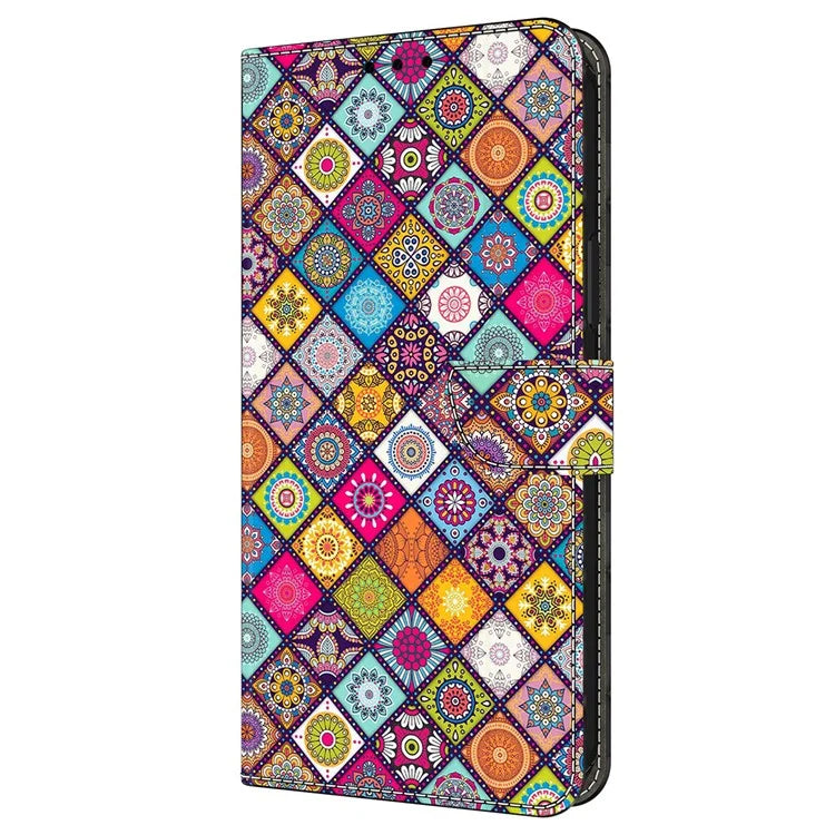 For iPhone 16 Plus Case Pattern Printed Protective Cover TPU+PU Leather Flip Phone Case