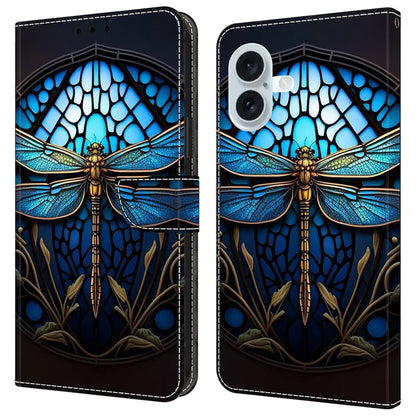 For iPhone 16 Plus Case Pattern Printed Protective Cover TPU+PU Leather Flip Phone Case