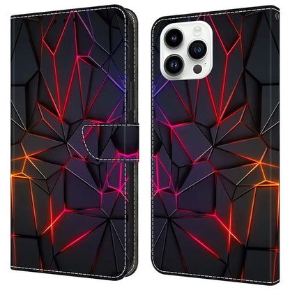 For iPhone 16 Pro Case Pattern Printed Protective Cover TPU+PU Leather Flip Phone Case
