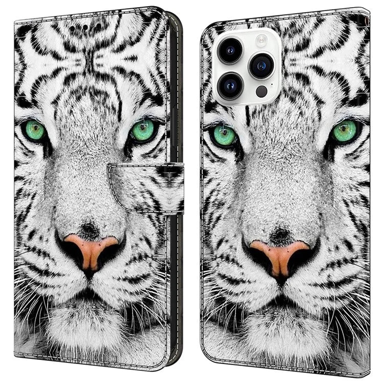For iPhone 16 Pro Case Pattern Printed Protective Cover TPU+PU Leather Flip Phone Case