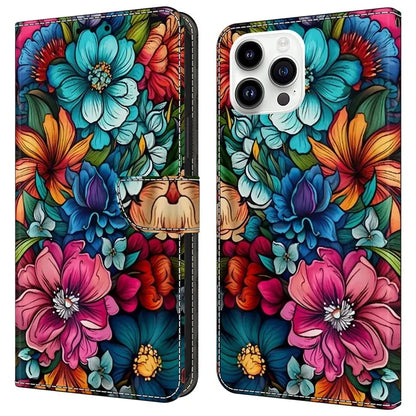 For iPhone 16 Pro Case Pattern Printed Protective Cover TPU+PU Leather Flip Phone Case
