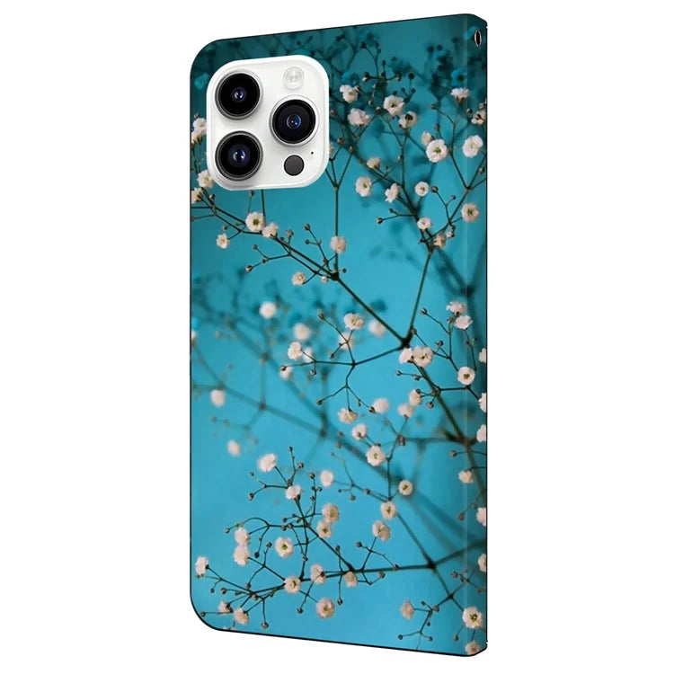 For iPhone 16 Pro Case Pattern Printed Protective Cover TPU+PU Leather Flip Phone Case