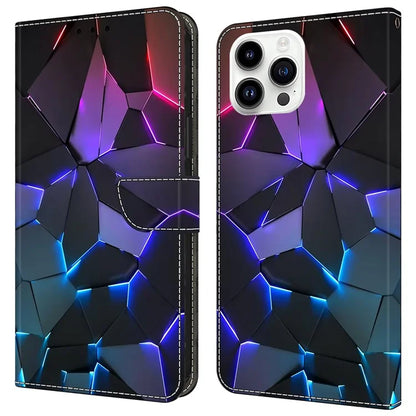 For iPhone 16 Pro Case Pattern Printed Protective Cover TPU+PU Leather Flip Phone Case