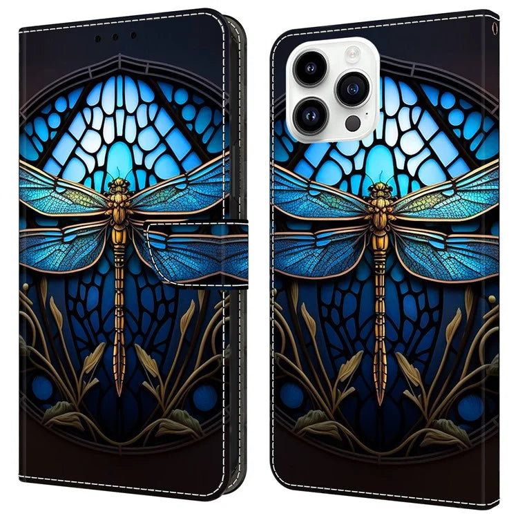 For iPhone 16 Pro Case Pattern Printed Protective Cover TPU+PU Leather Flip Phone Case
