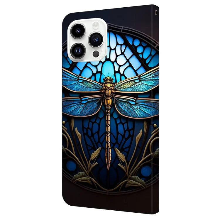 For iPhone 16 Pro Case Pattern Printed Protective Cover TPU+PU Leather Flip Phone Case