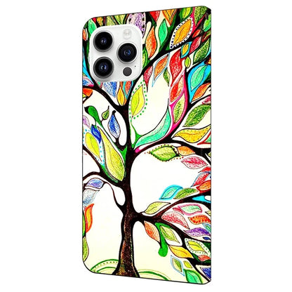 For iPhone 16 Pro Case Pattern Printed Protective Cover TPU+PU Leather Flip Phone Case